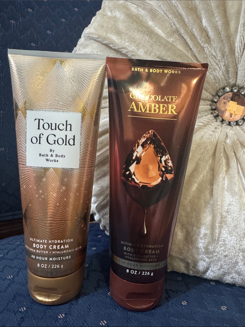 Bath & Body Works Touch of Gold (Gold) & Chocolate Amber (Brown) Body Cream Duo